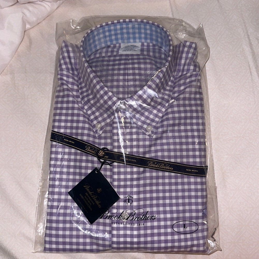 Brooks Brothers Purple Plaid Button Down Long Sleeve